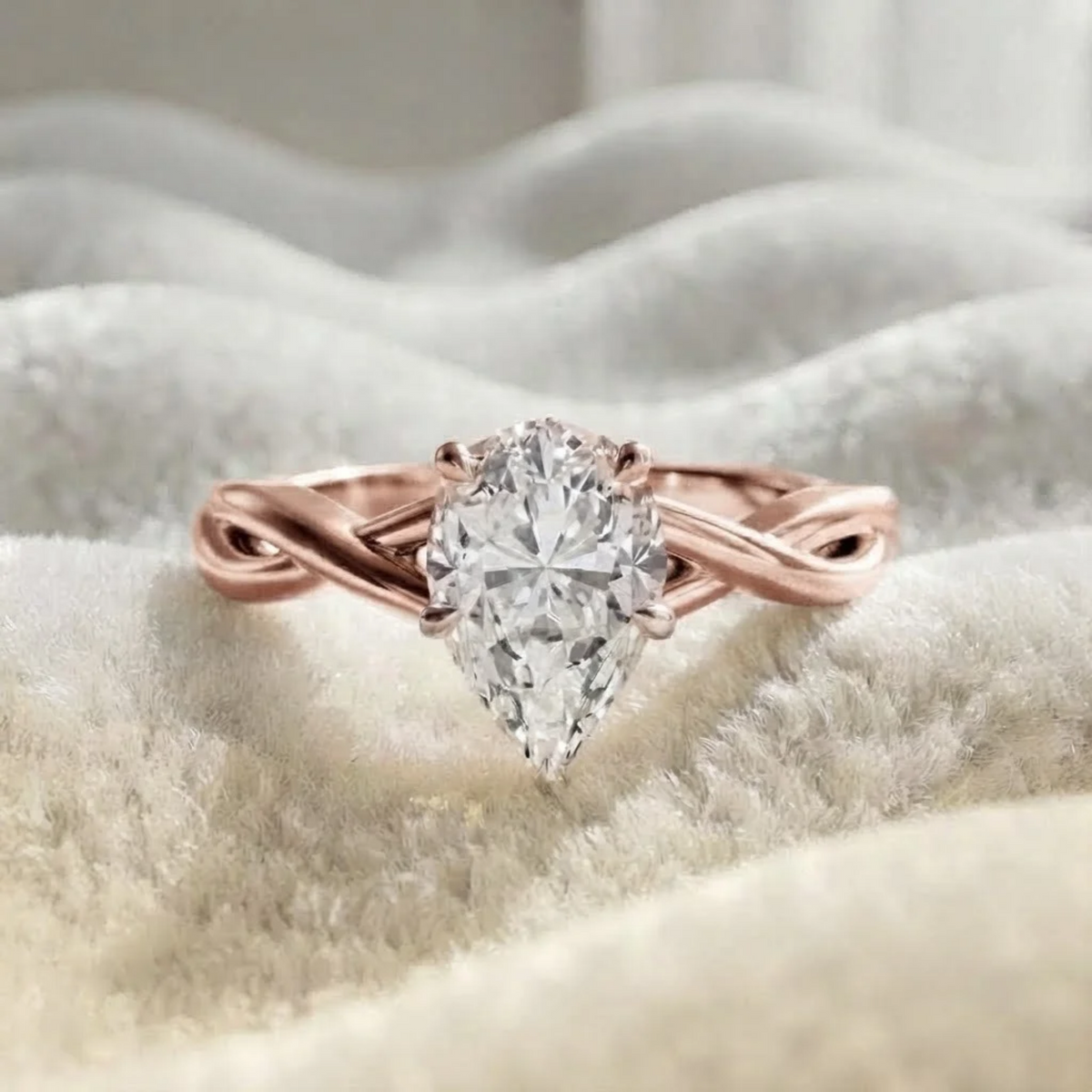 Pear Shape Lab Grown Diamond Engagement Ring