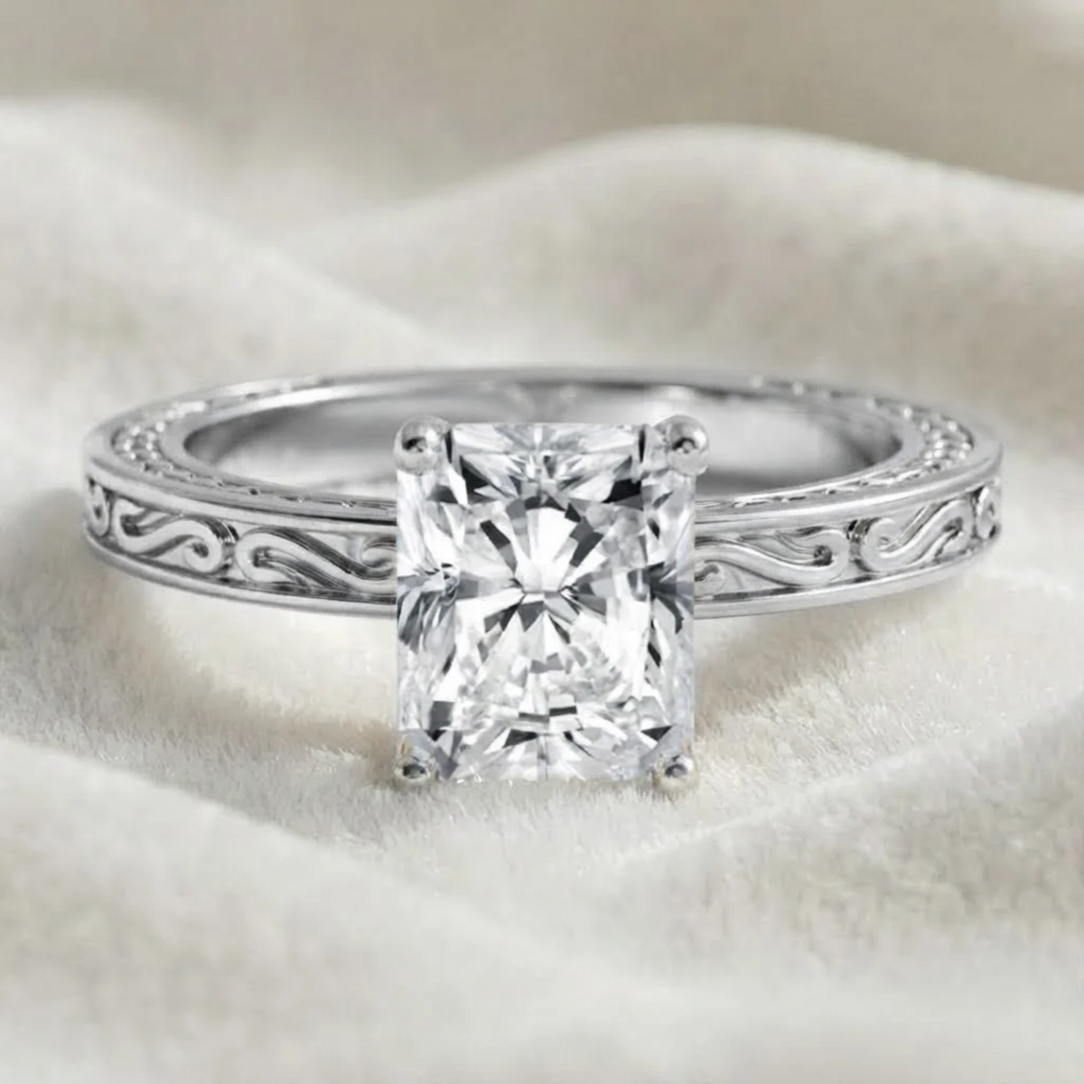 Radiant Cut Lab Diamond Engagement Ring