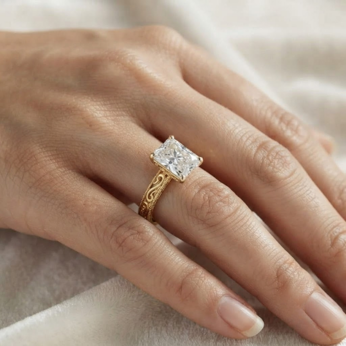 Radiant Cut Lab Diamond Engagement Ring