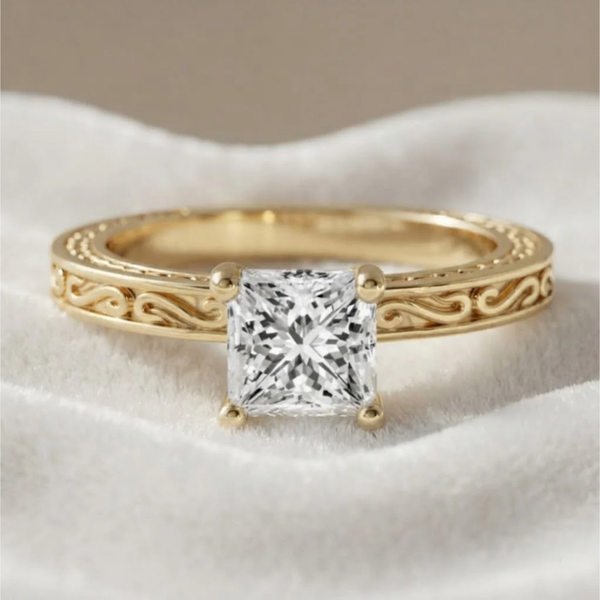 Nature Inspired Princess Cut Engagement Ring