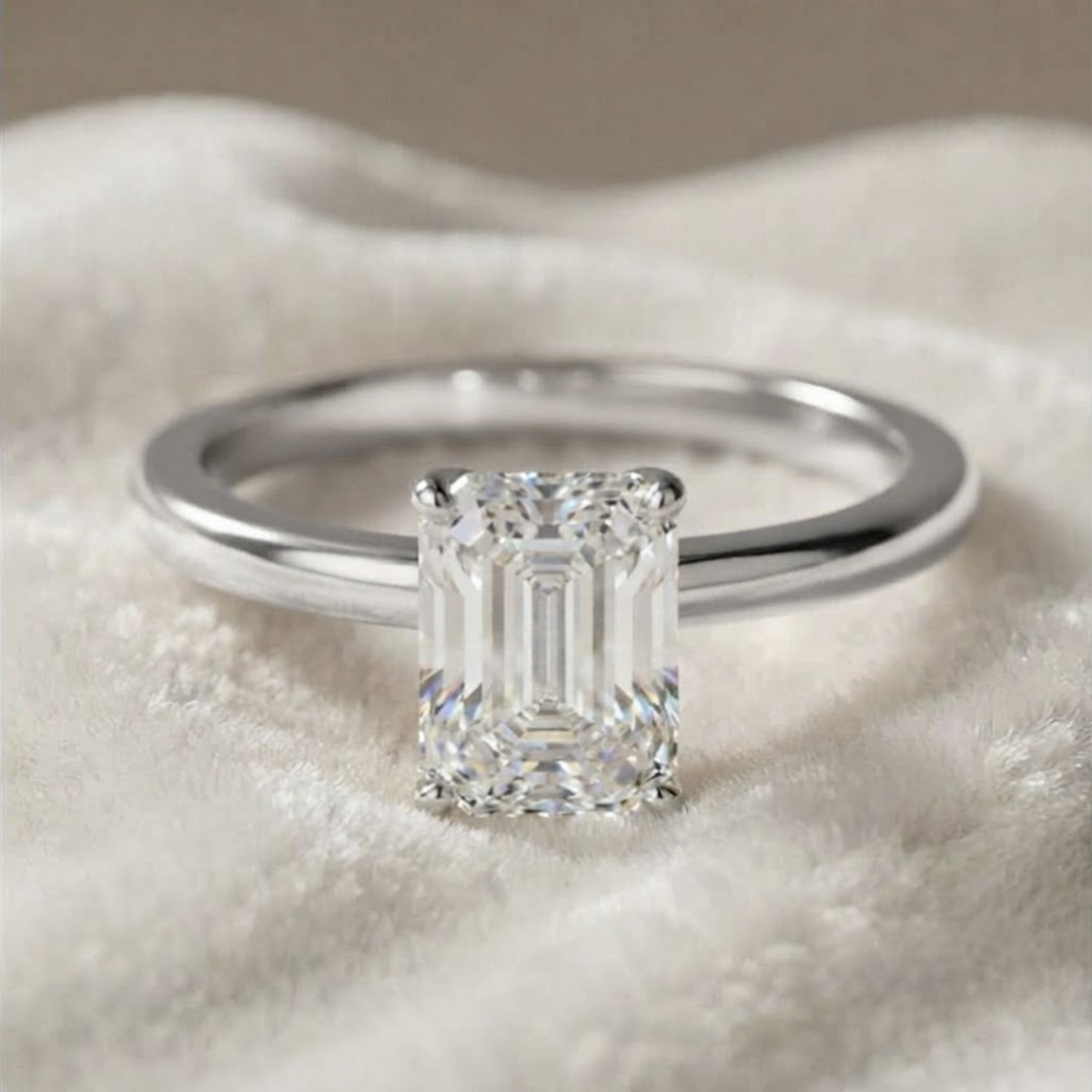 Emerald Solitaire 4 Prong Setting Ring