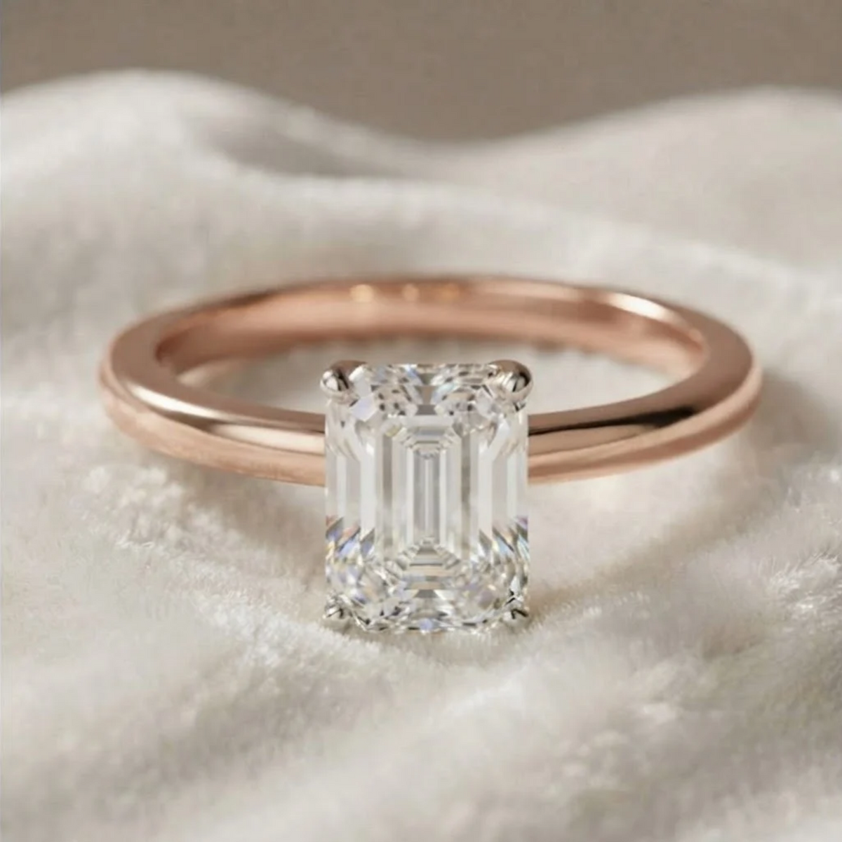 Emerald Solitaire 4 Prong Setting Ring