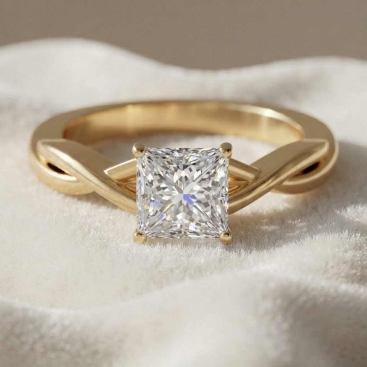 Princess Cut Lab Grown Diamond Engagement Ring