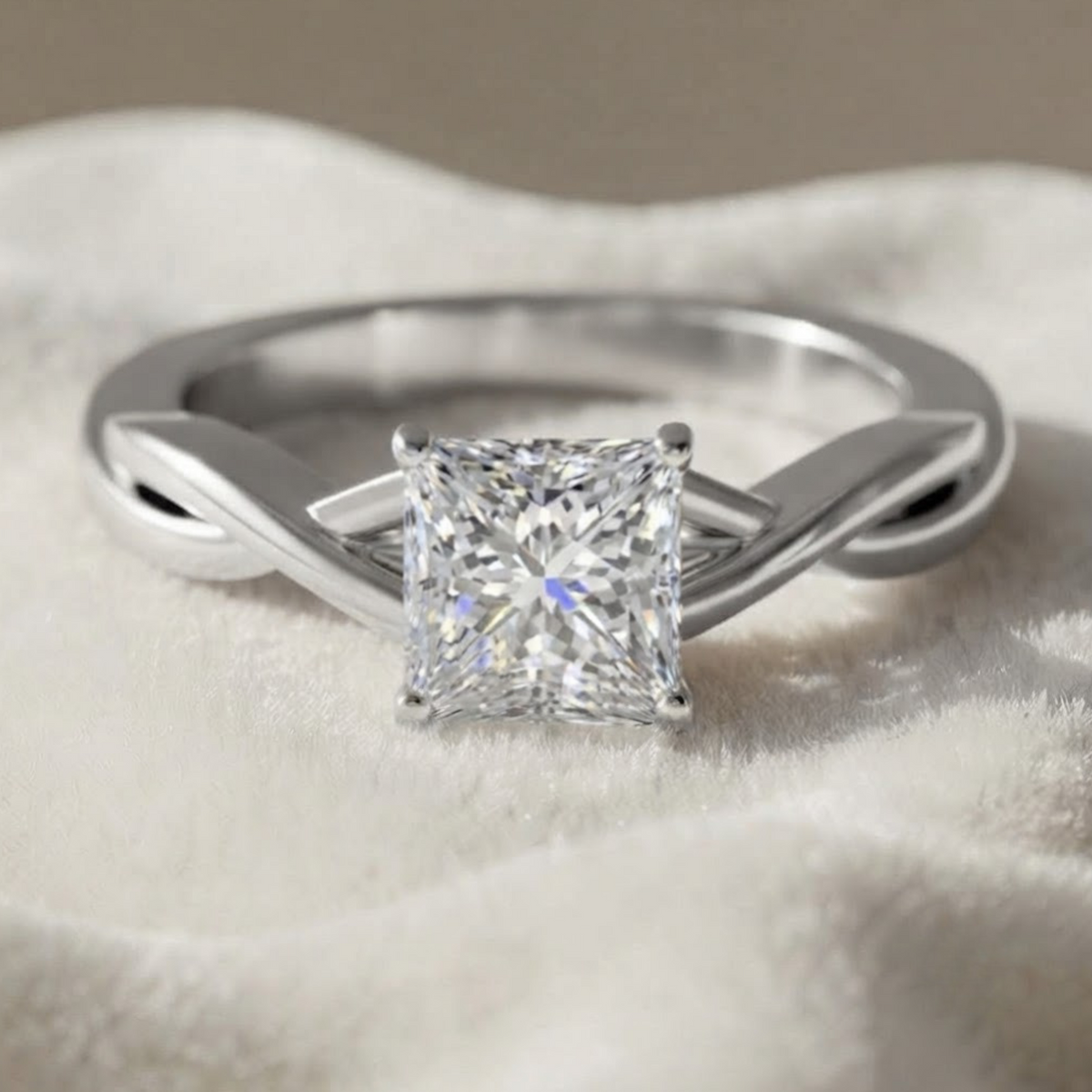Princess Cut Lab Grown Diamond Engagement Ring