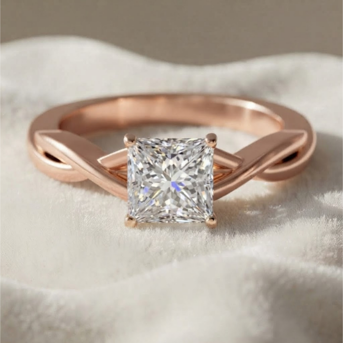 Princess Cut Lab Grown Diamond Engagement Ring
