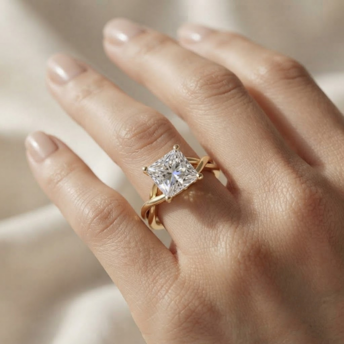 Princess Cut Lab Grown Diamond Engagement Ring
