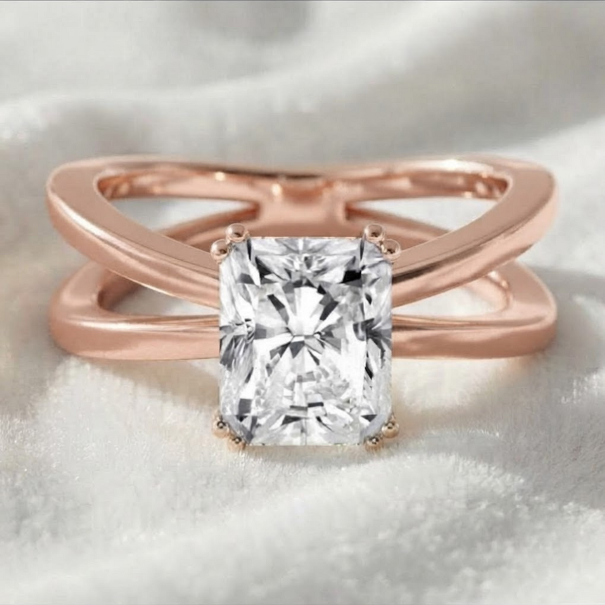 Radiant Cut Lab Grown Diamond Solitaire Engagement Ring