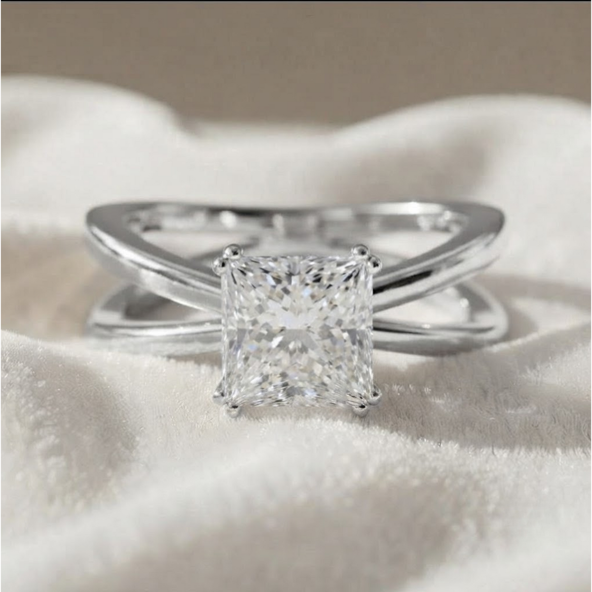 Solitaire Princess Cut Lab Diamond Ring