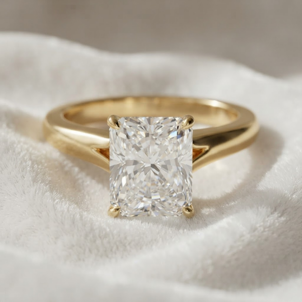 Elongated Radiant Cut Diamond Ring