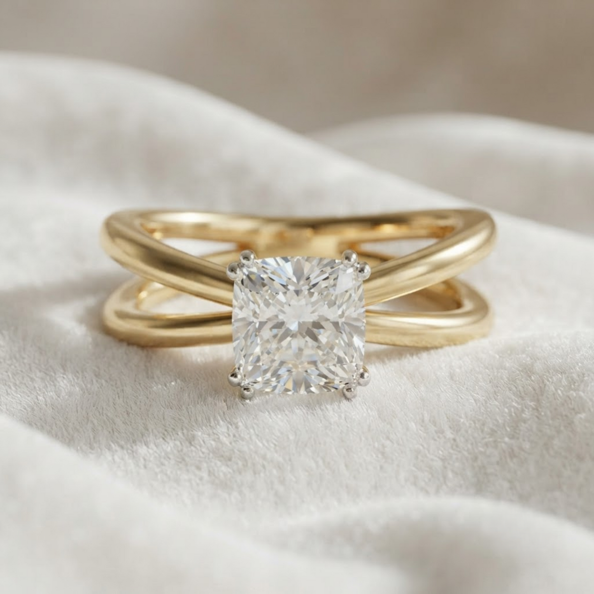 Lab Grown Diamond Ring Split Shank Engagement Ring