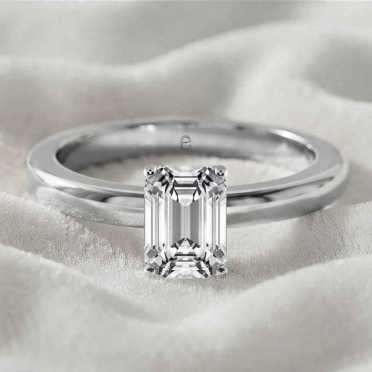 Emerald Cut Lab Grown Diamond Solitaire Engagement Ring
