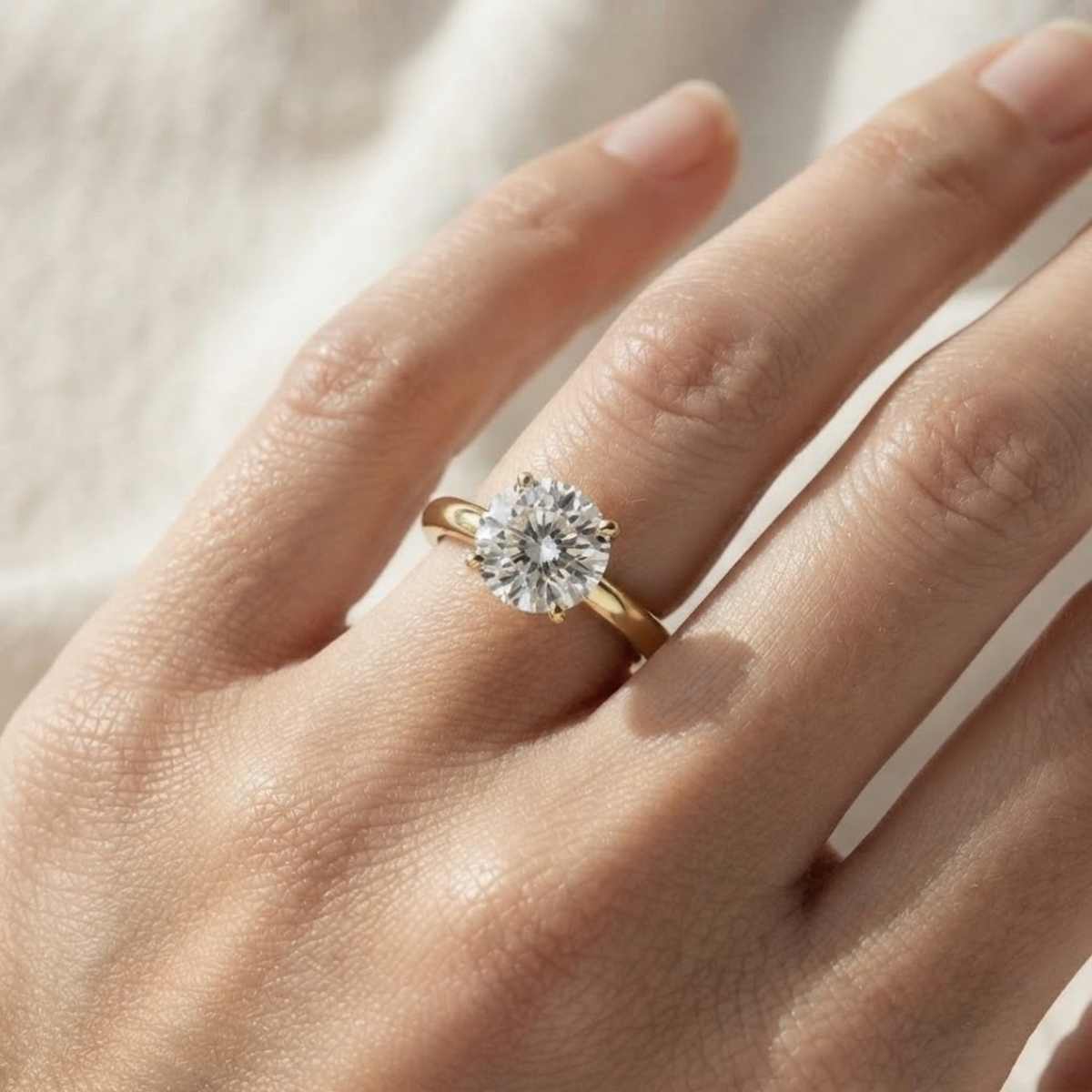 Round Cut Lab Grown Diamond Engagement Ring