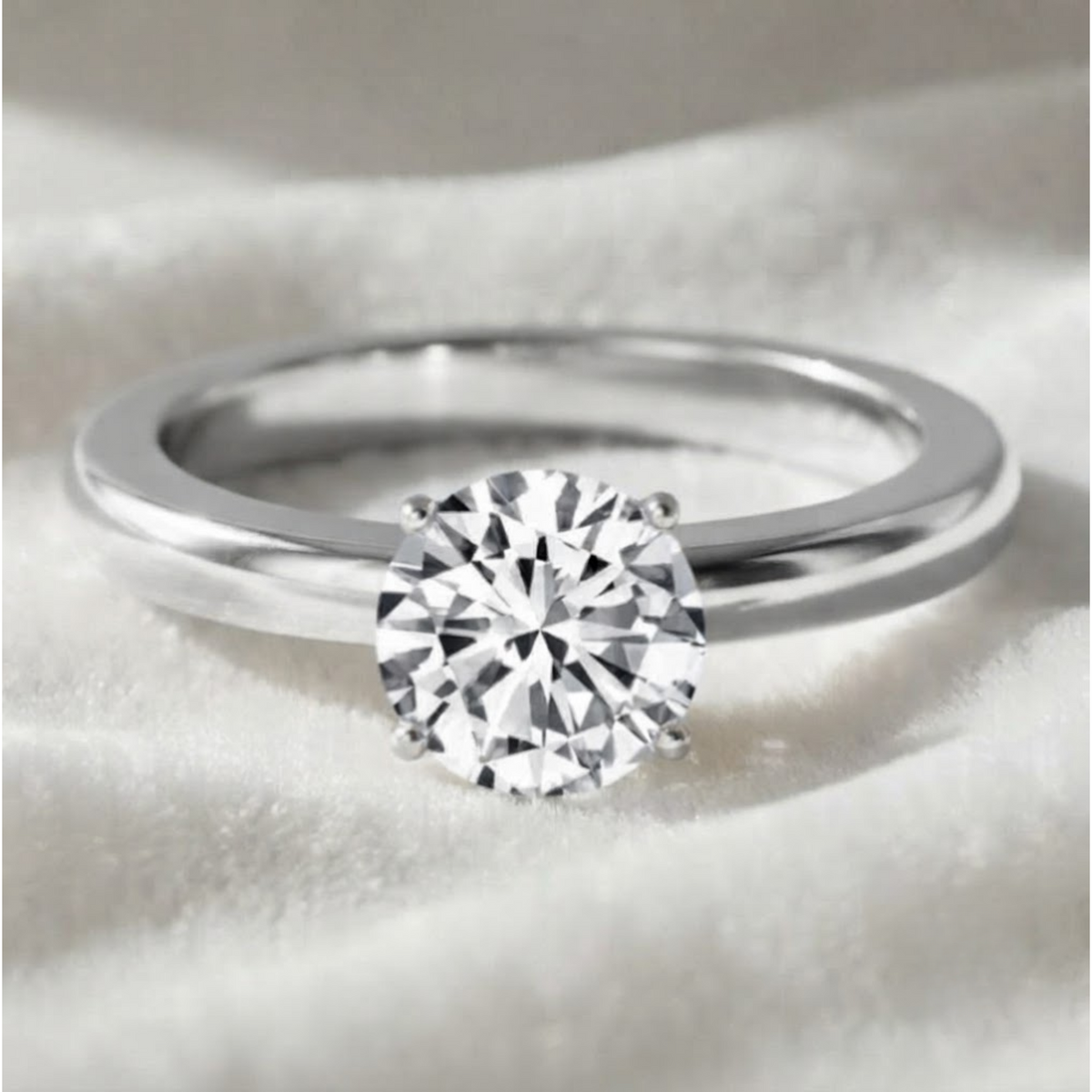 Round Cut Lab Grown Diamond Engagement Ring
