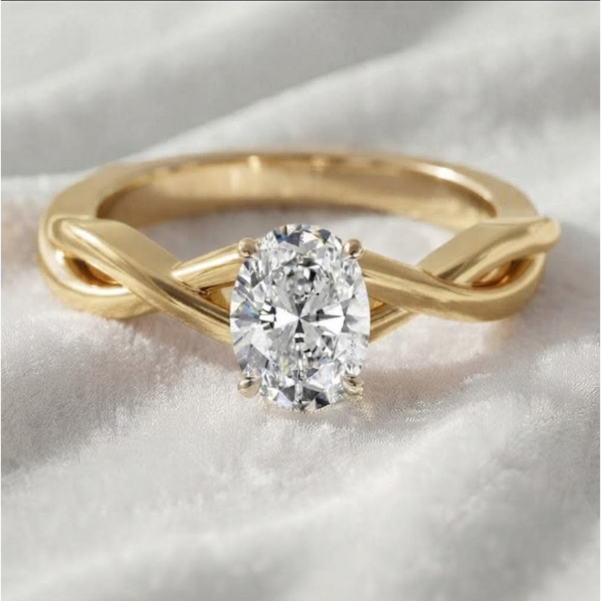 Oval Cut Lab Grown Diamond Twisted Engagement Ring