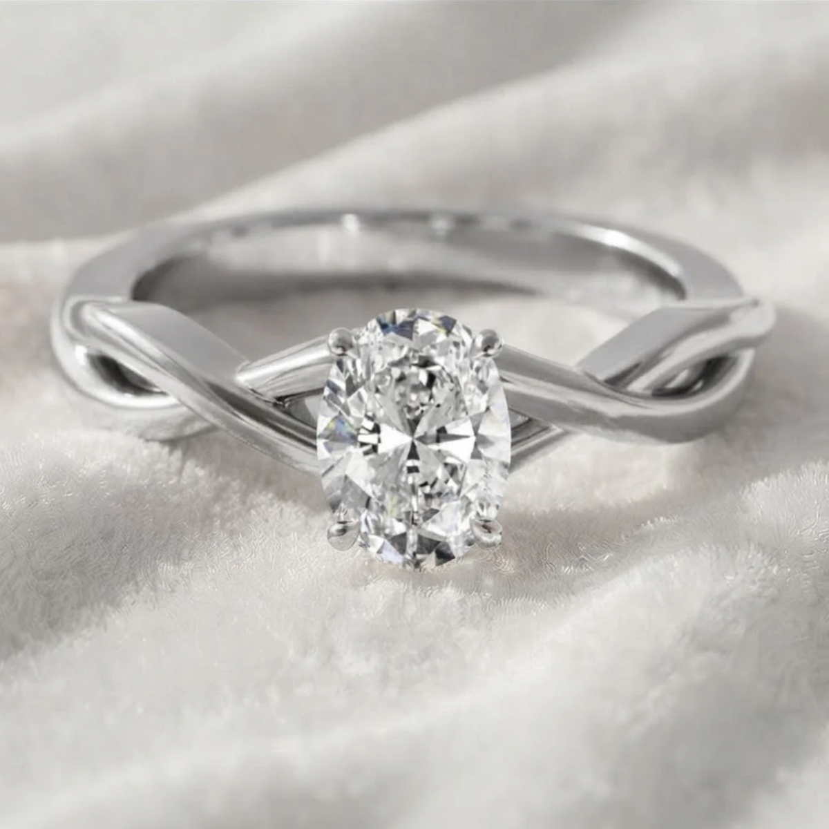 Oval Cut Lab Grown Diamond Twisted Engagement Ring