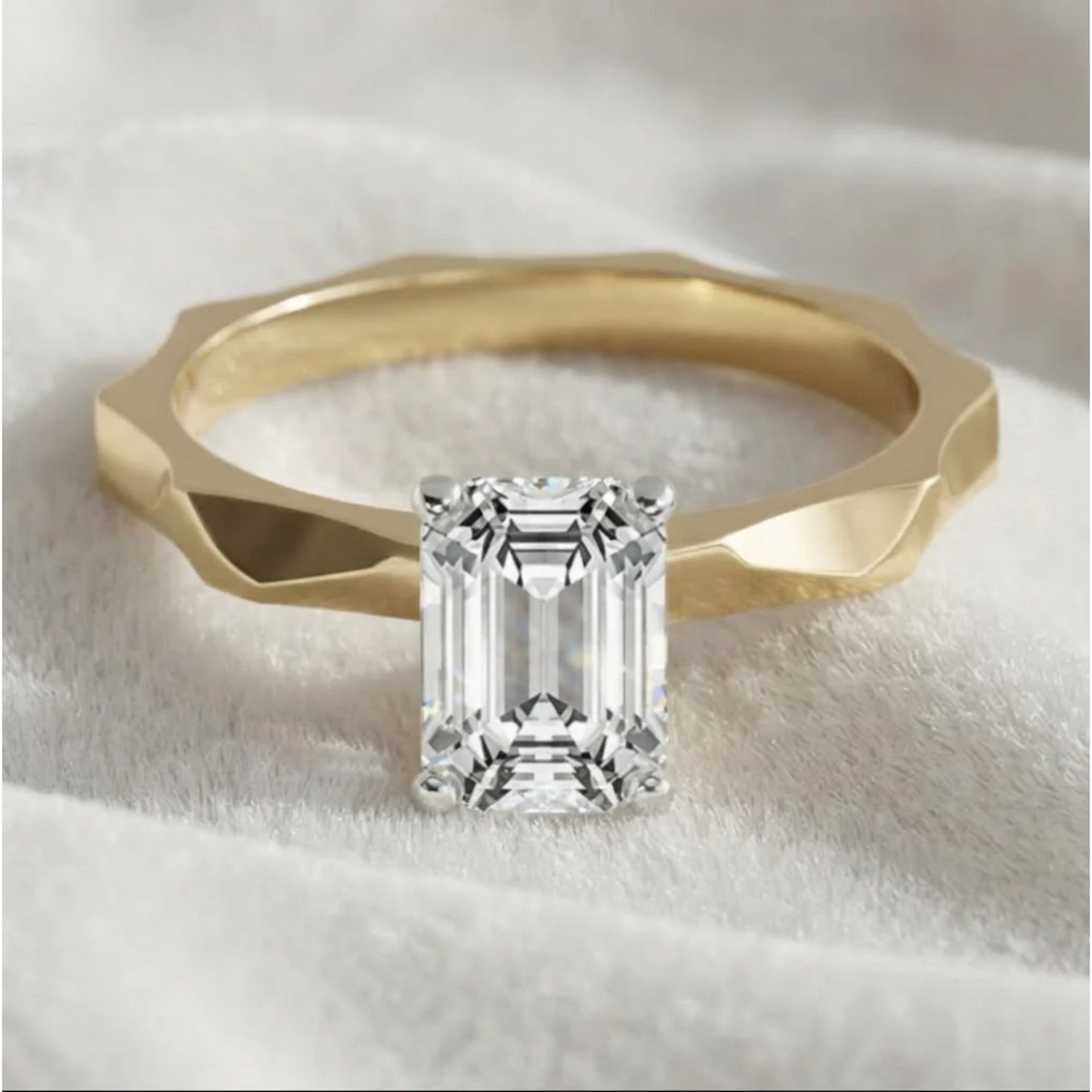 Emerald Lab Grown Diamond Solitaire Engagement Ring