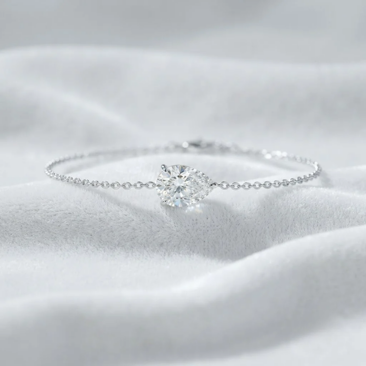Solitaire Pear Cut Lab Grown Diamond Bracelet