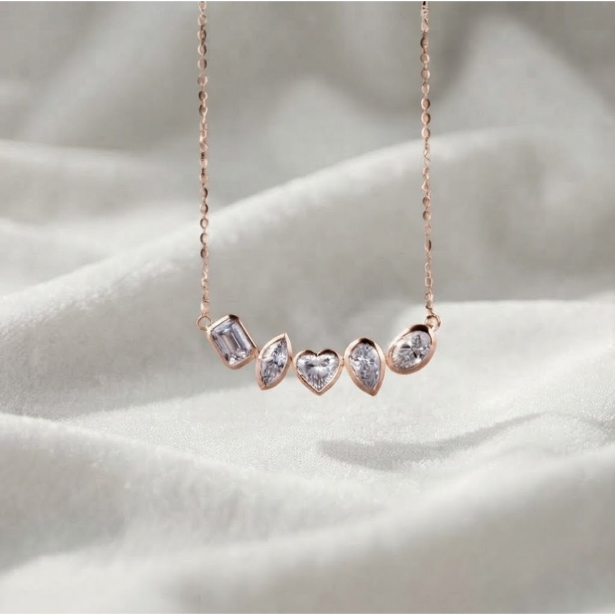 White Gold Multi Shape Diamond Necklace