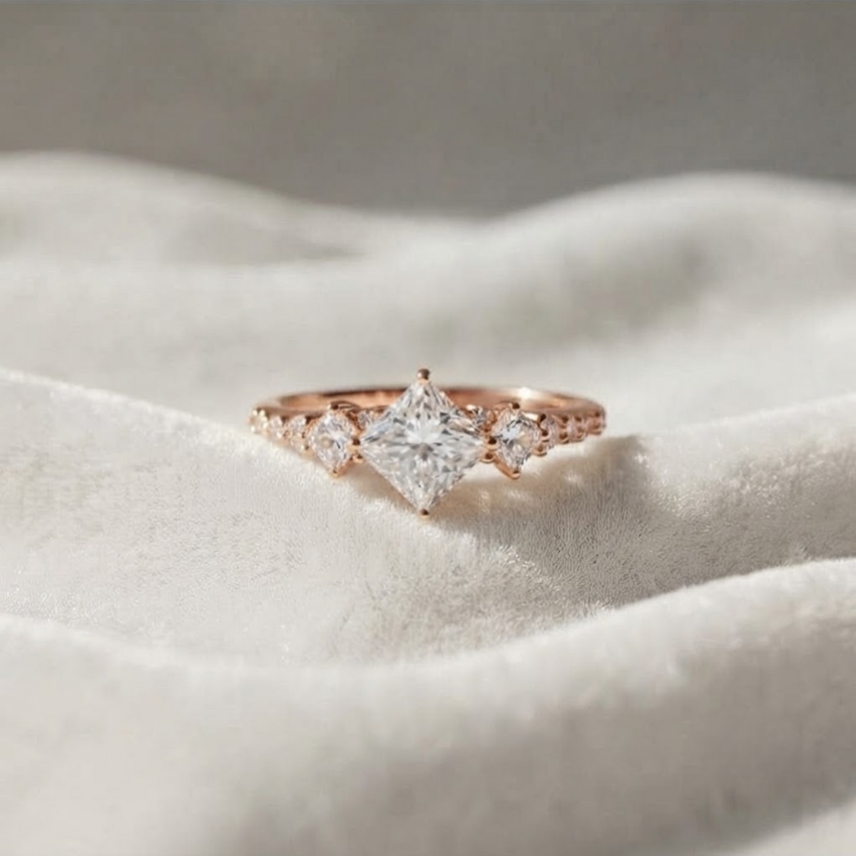 Stylish Princess Cut Lab Grown Diamond Ring