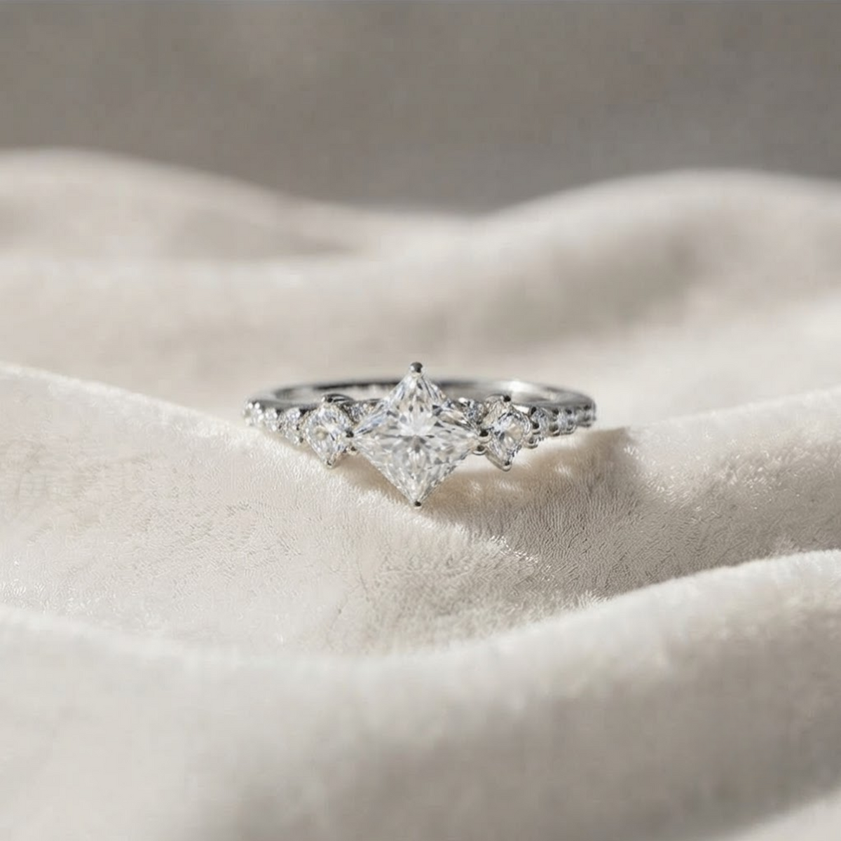 Stylish Princess Cut Lab Grown Diamond Ring