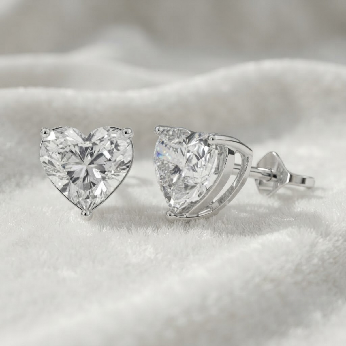 Heart Shape Lab Grown Diamond Stud Earrings