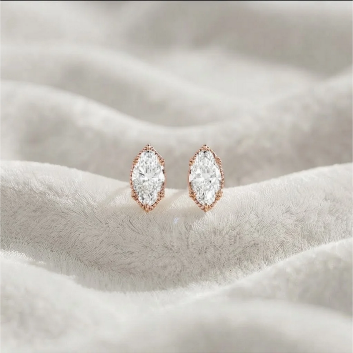 Marquise cut Lab Grown Diamond Earrings in 14K Gold