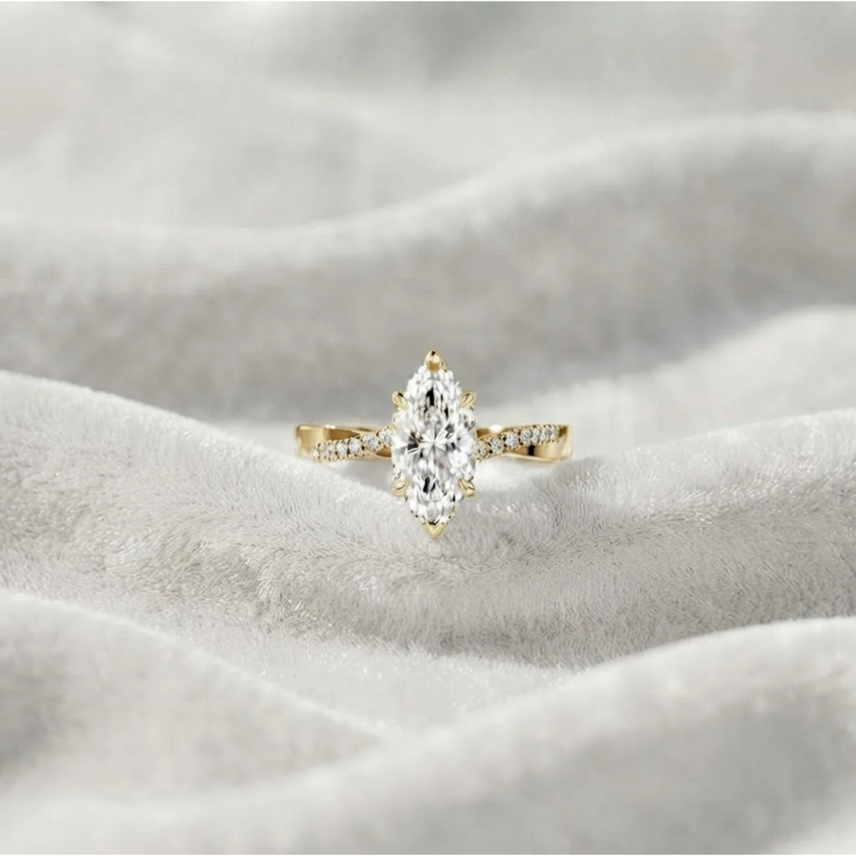 Marquise Cut Halo Engagement Ring