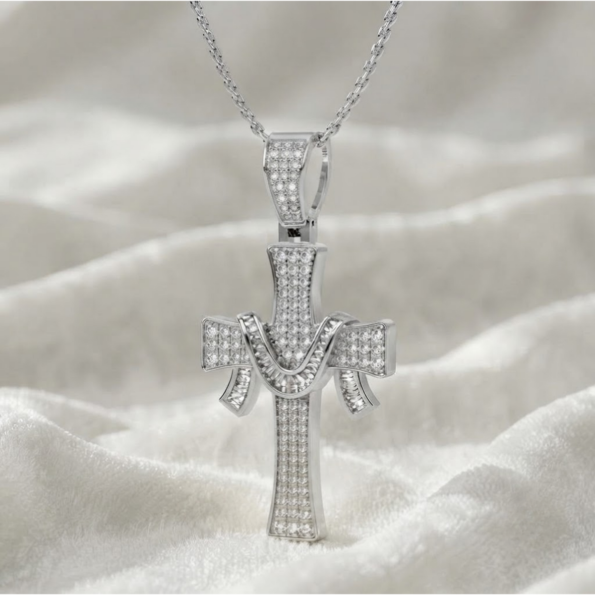 Lab Grown Diamond Cross Look Stone Pendant