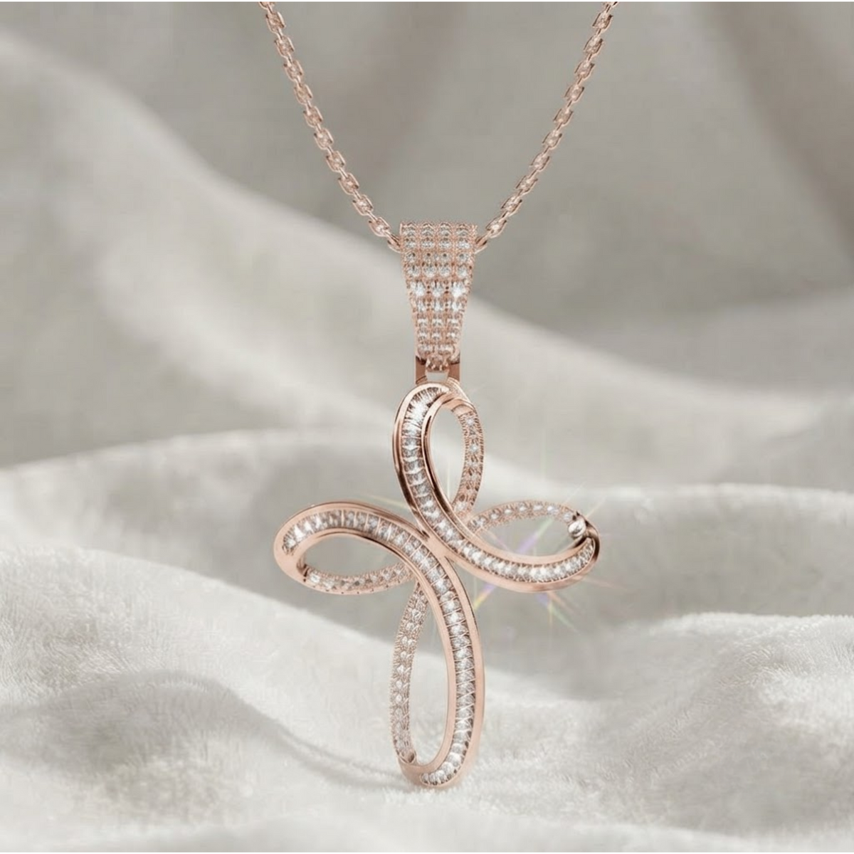 Diamond Infinity Cross Pendant for Women