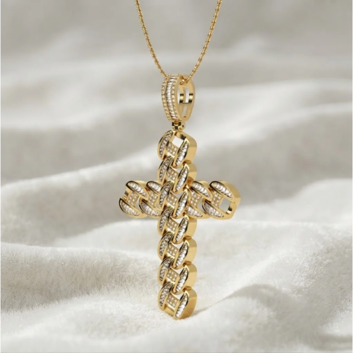 Lab Grown Diamond Cuban link cross pendant