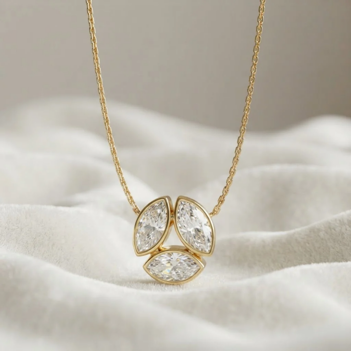 Three Marquise Cut Lab-Grown Diamond Necklace