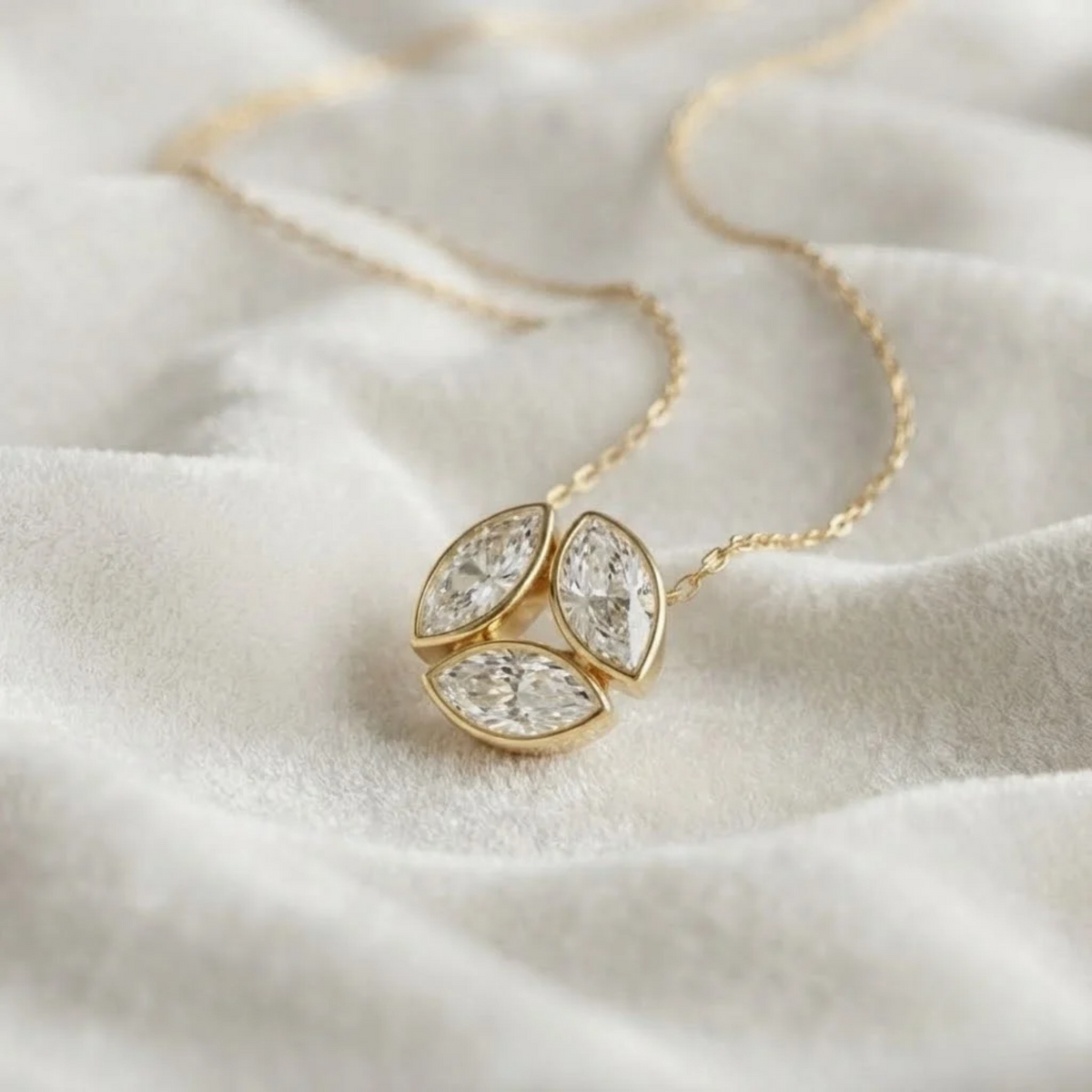 Three Marquise Cut Lab-Grown Diamond Necklace