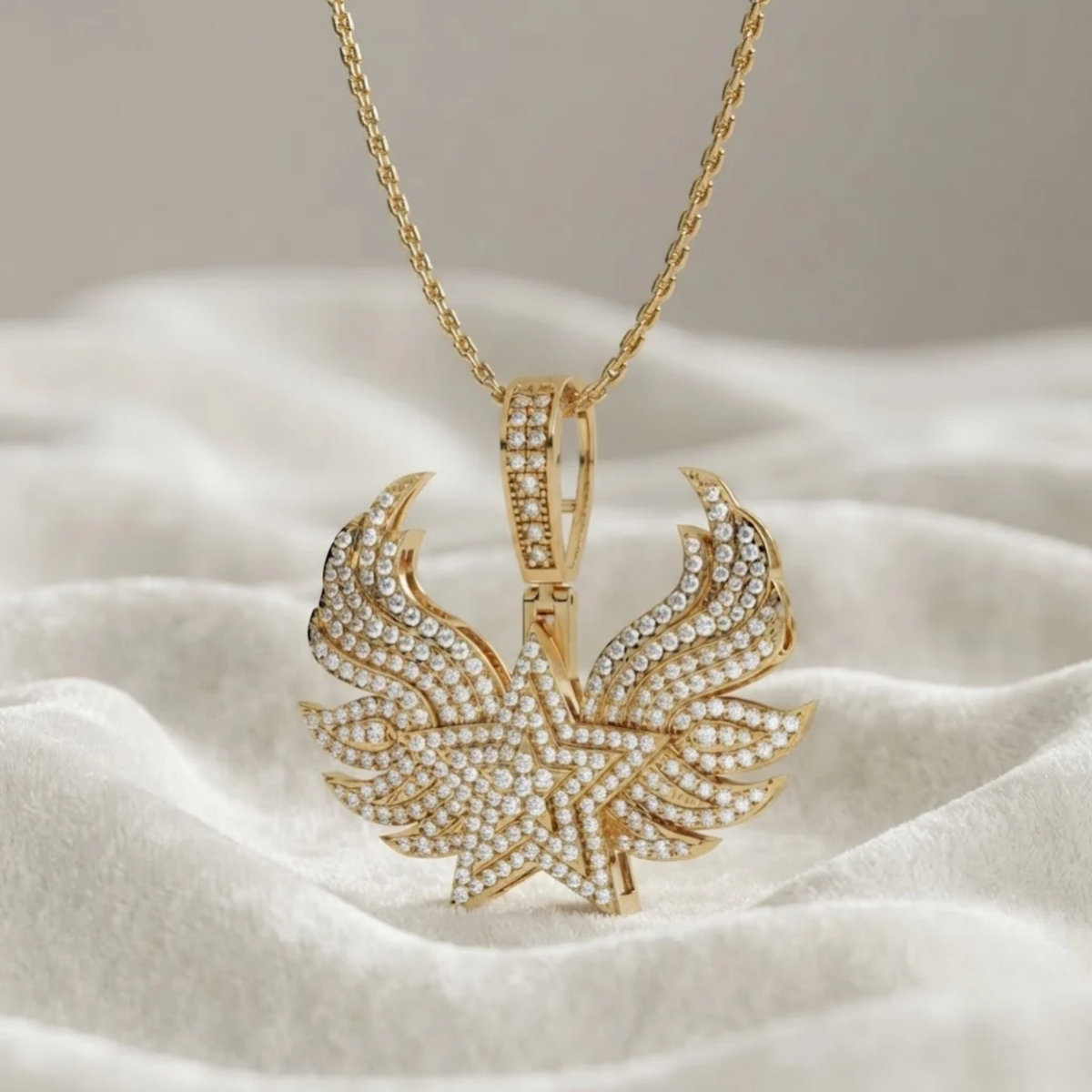 Angel's Wing Necklace Paved Angel Wing Pendant