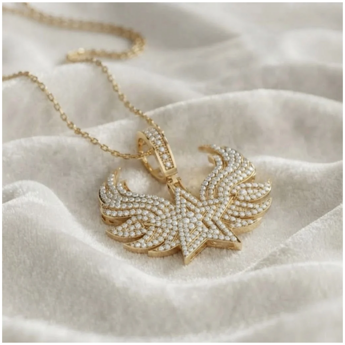 Angel's Wing Necklace Paved Angel Wing Pendant