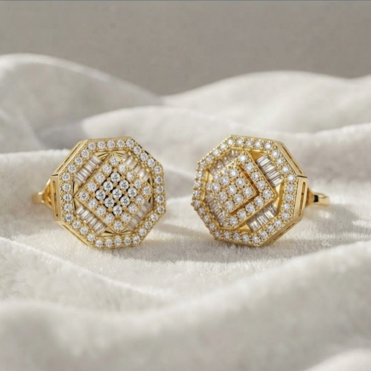 Baguette and Round Top Grade Diamond Bridal Earrings