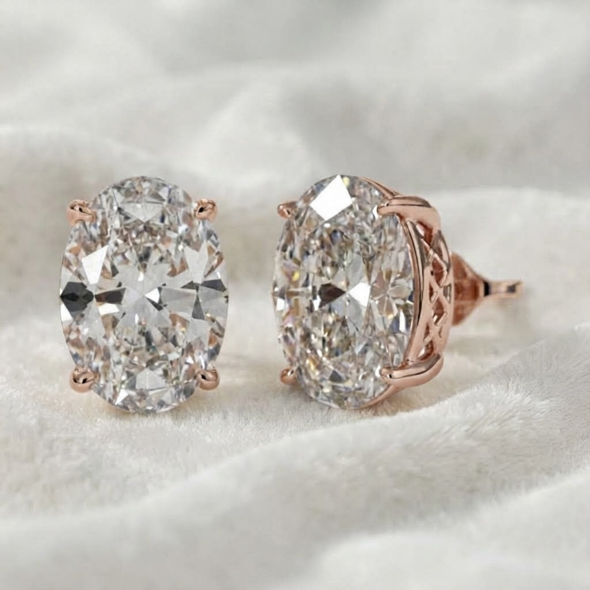 Lab Grown Diamond Stud Push Back Studs Earrings