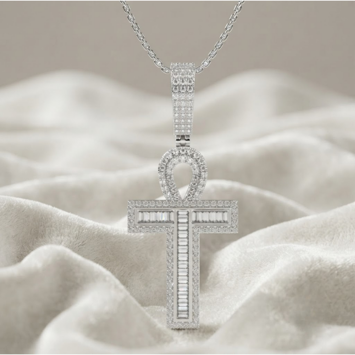 Diamond Cross Pendant Egyptian Ankh Pendant