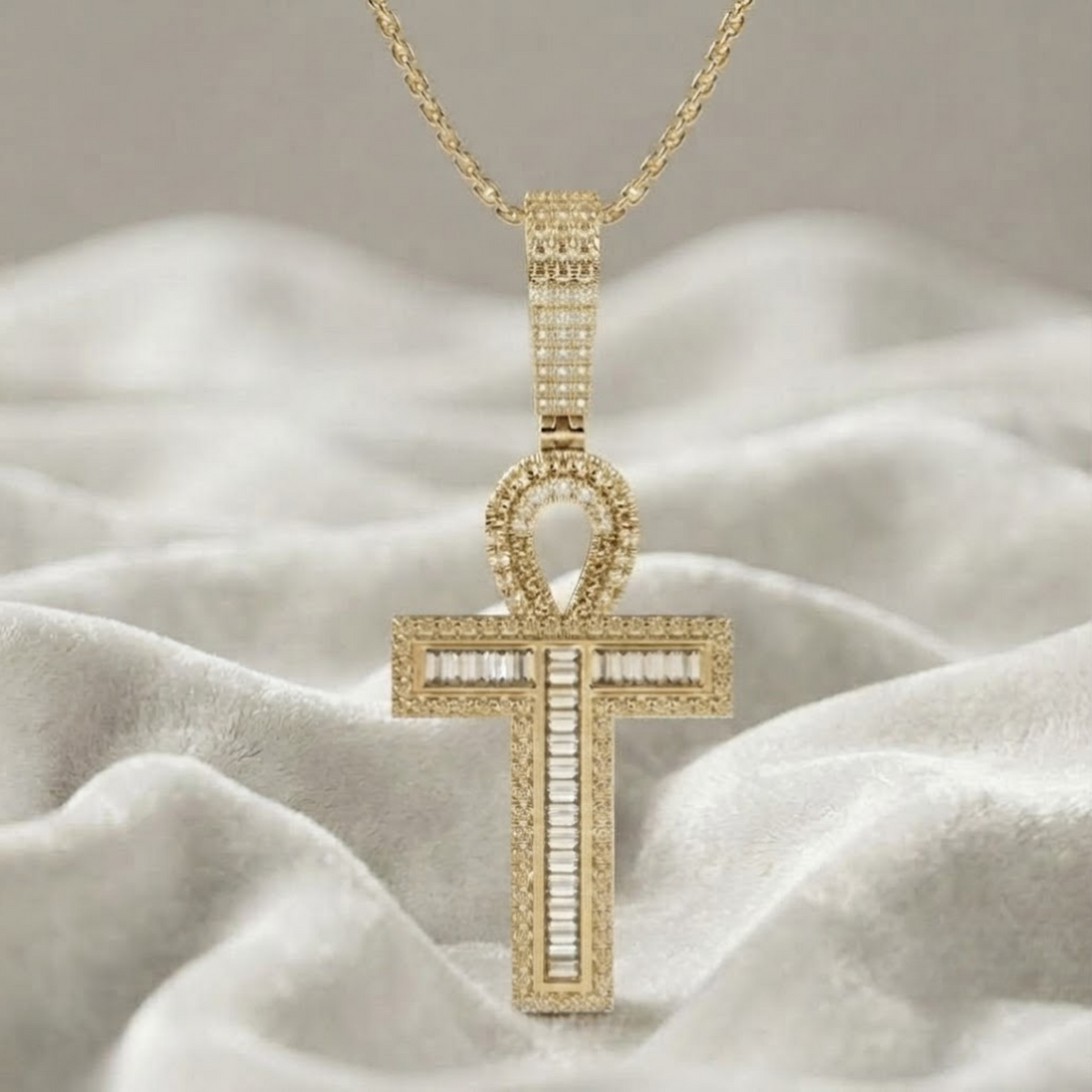 Diamond Cross Pendant Egyptian Ankh Pendant