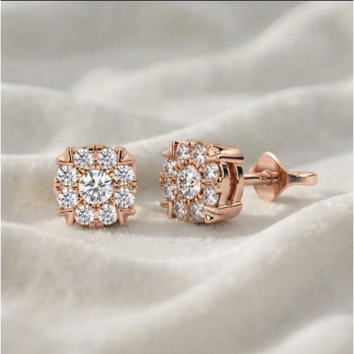 White Rose Gold Lab Created Diamond Earrings