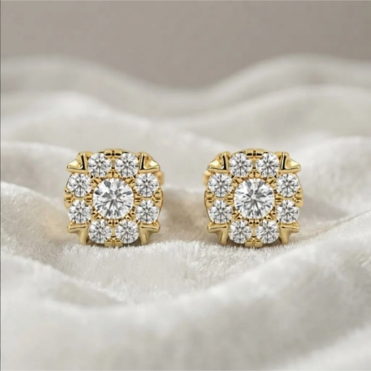 White Rose Gold Lab Created Diamond Earrings