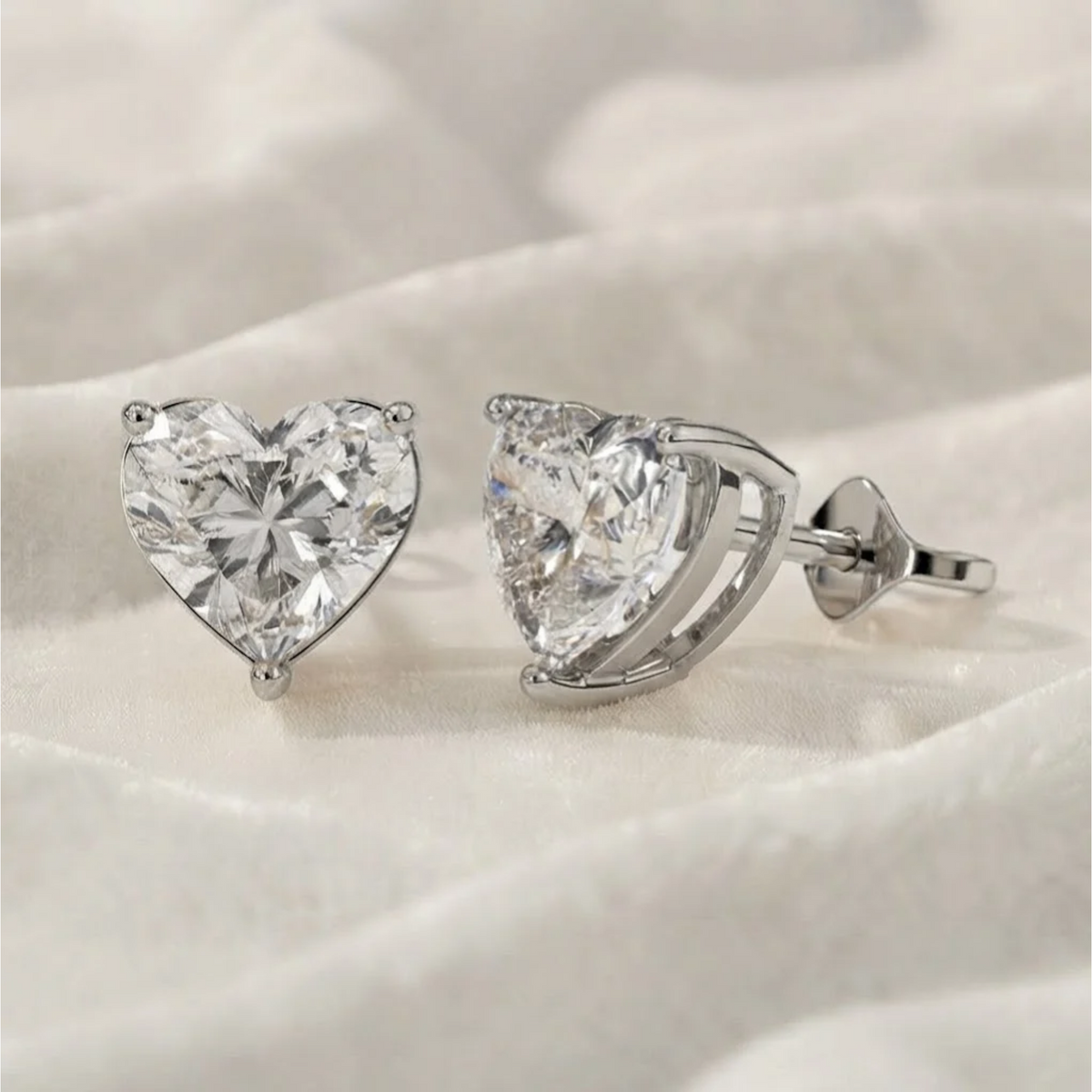 Diamond Studs IGI Certified Heart Cut Diamond Earrings.
