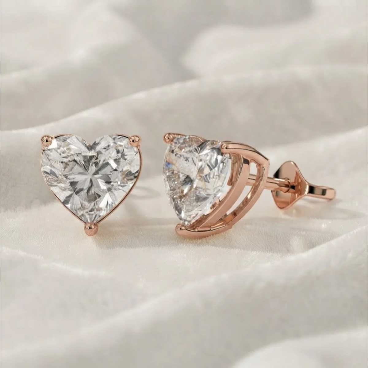 Diamond Studs IGI Certified Heart Cut Diamond Earrings.