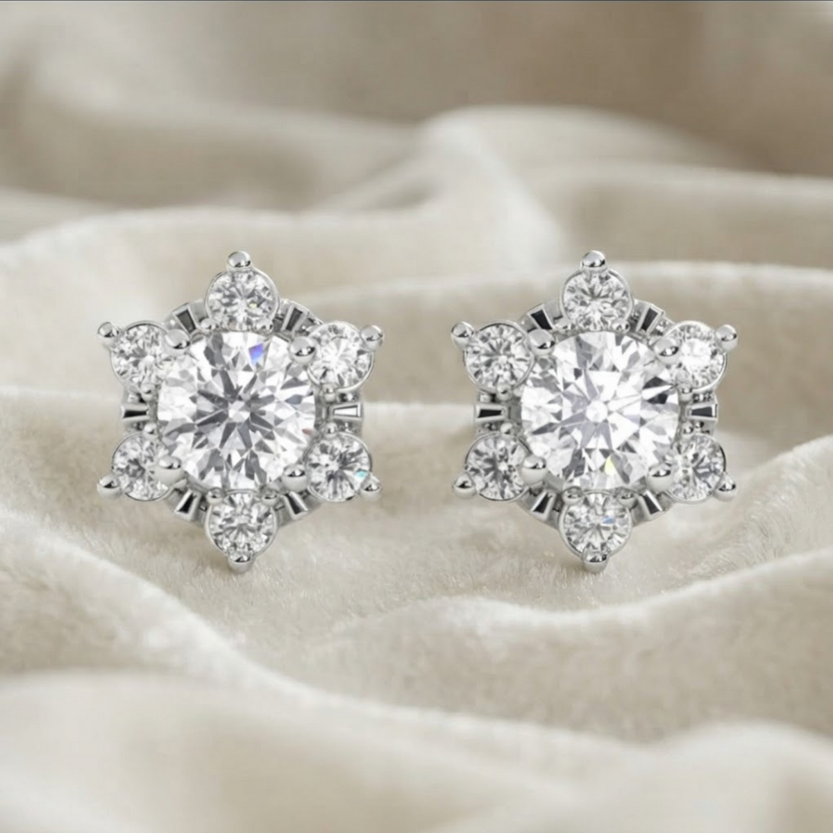 Lab Grown Halo Diamond Earrings