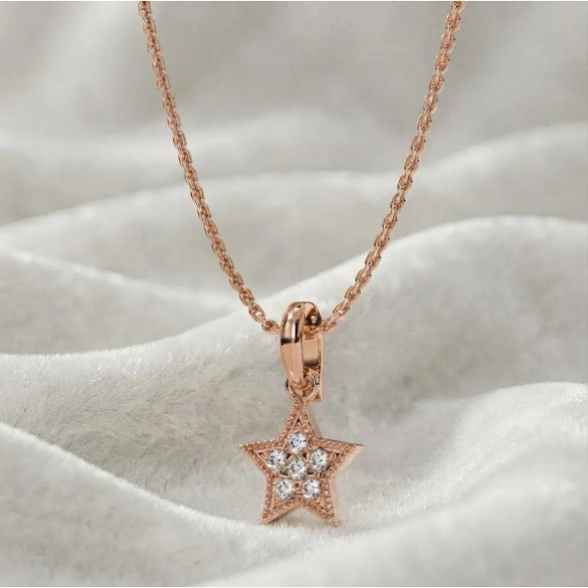Yellow, White, Rose Solid Gold Diamond Star Pendant