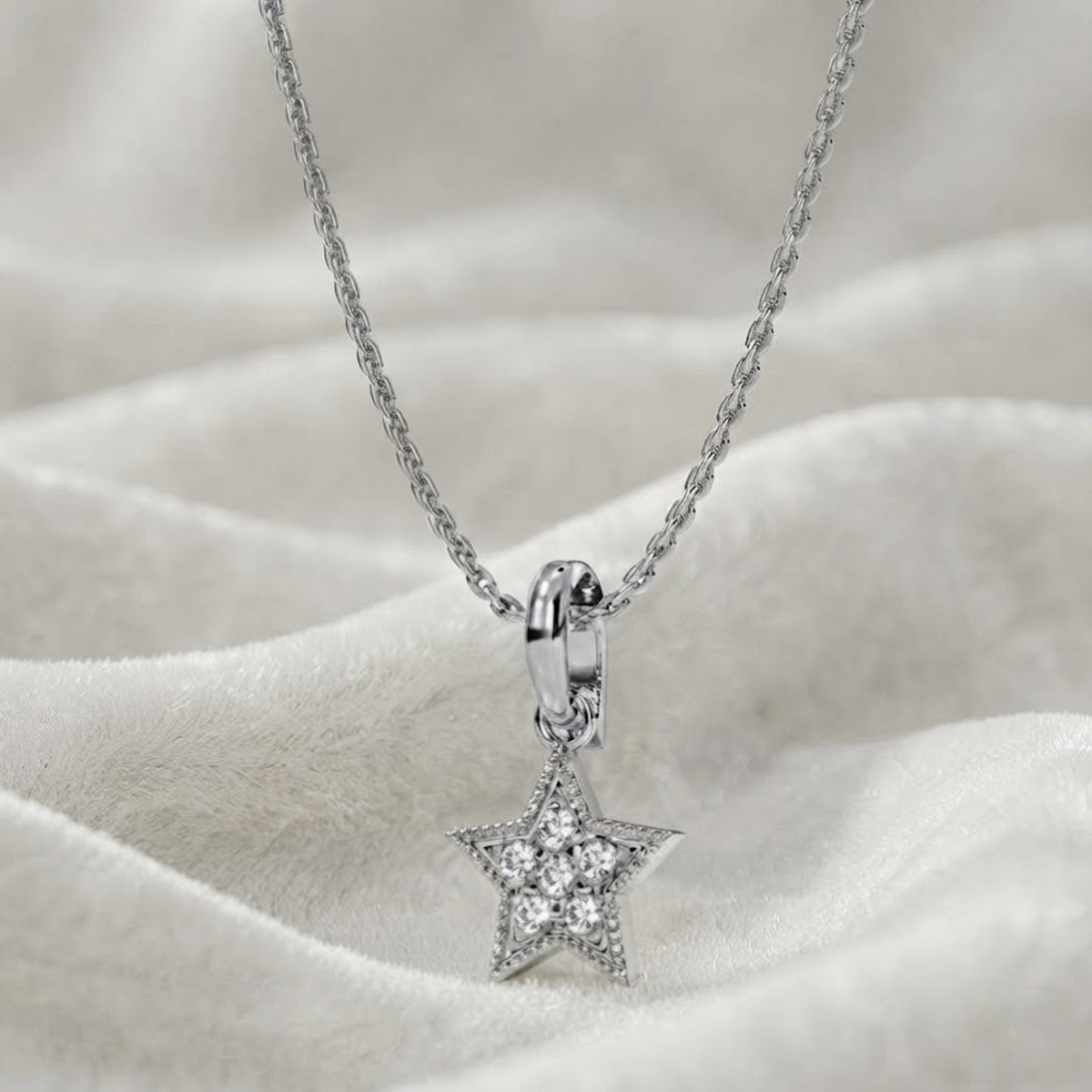 Yellow, White, Rose Solid Gold Diamond Star Pendant