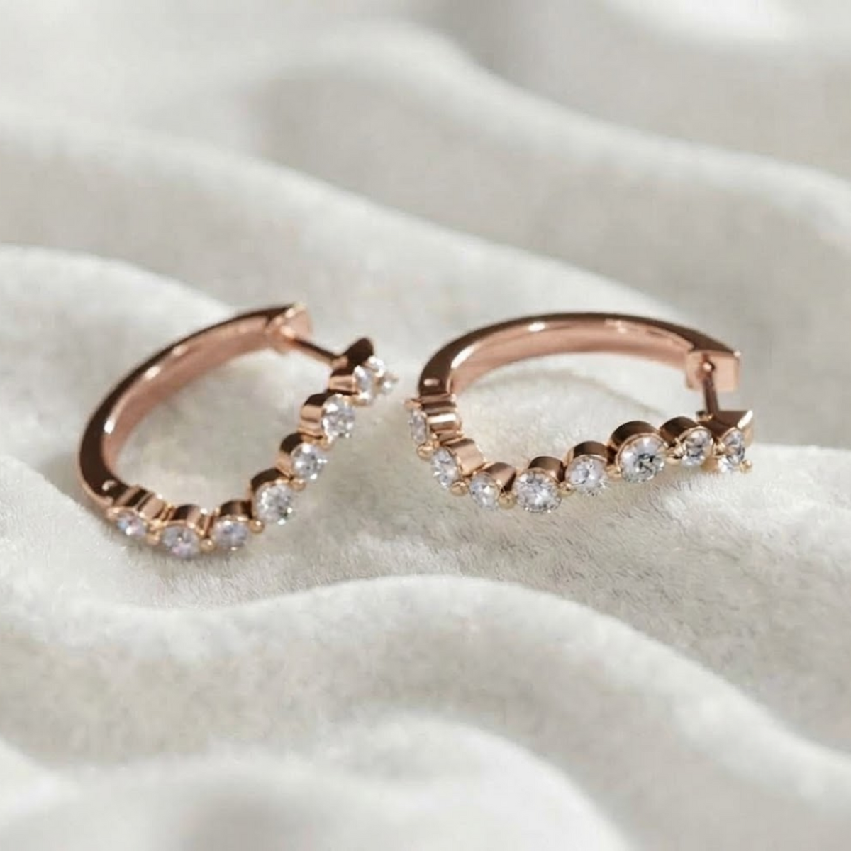 Yellow Gold Lock Lab Created Diamond Hoop Earrings