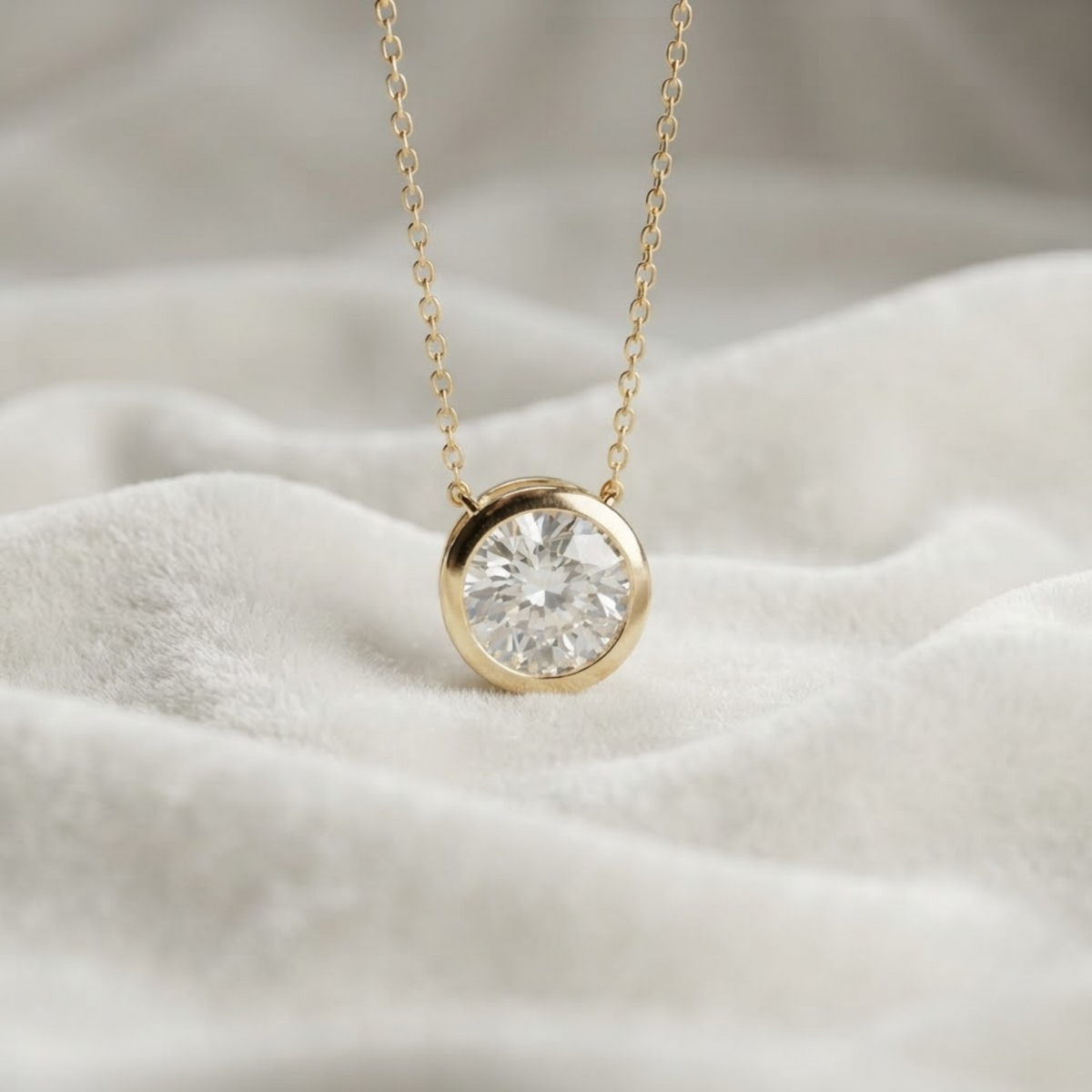 Round Diamond Pendant Diamond Solitaire Pendant