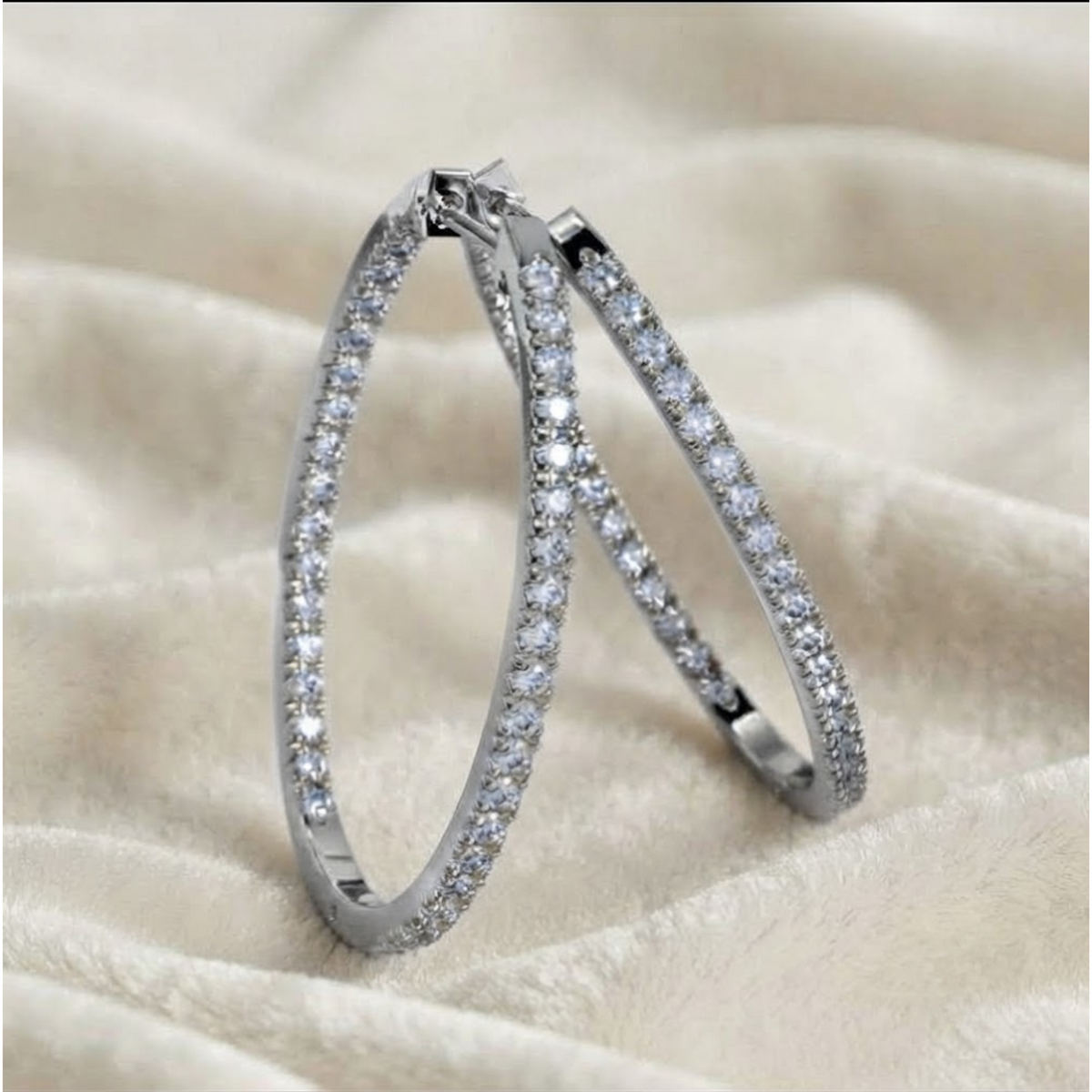 Lab Created Diamond Hoop Earrings