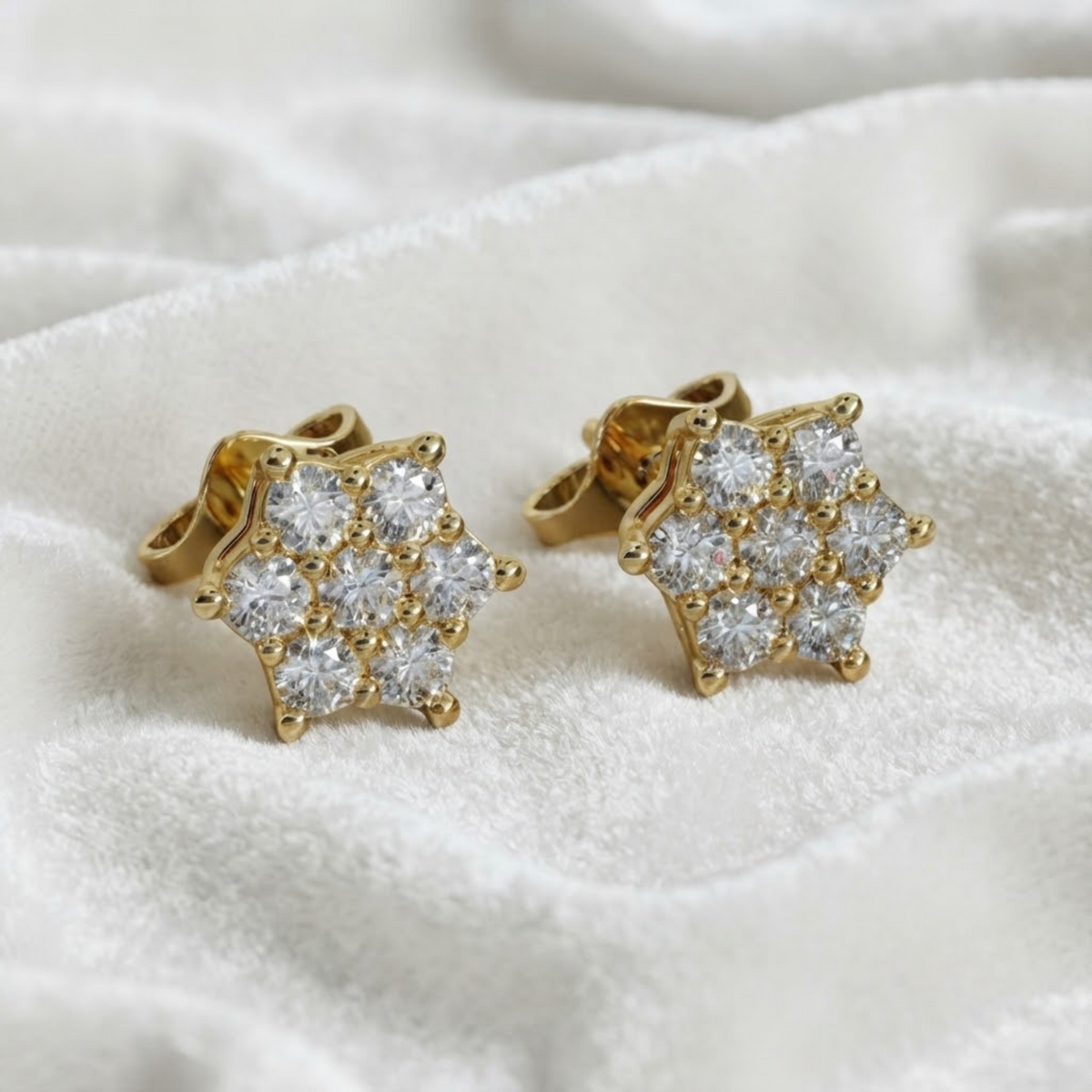 Wedding Earrings Flower Design Round Cut Earrings