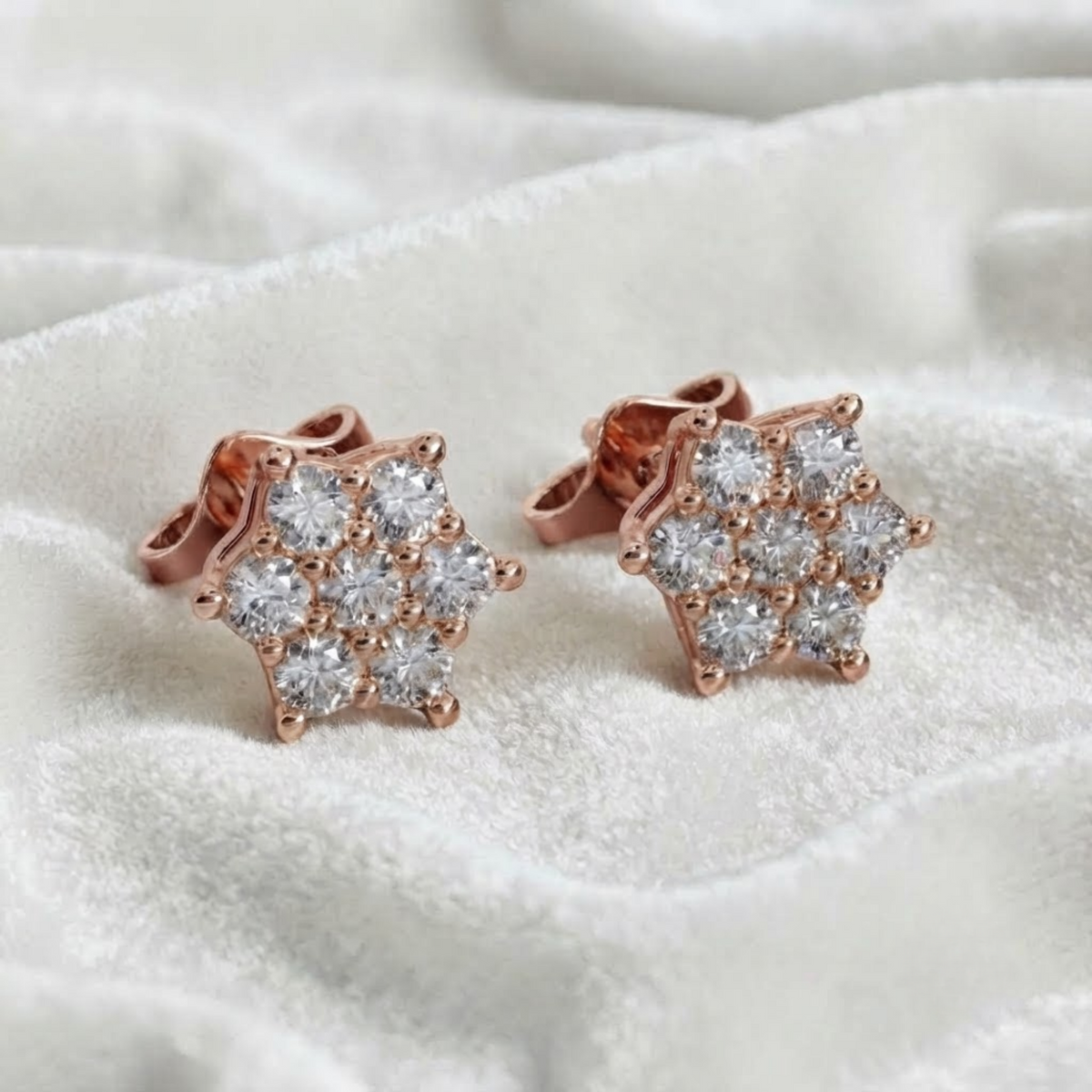 Wedding Earrings Flower Design Round Cut Earrings